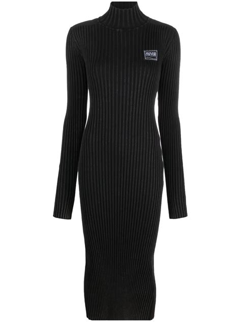 versace ribbed logo fitted dress|VERSACE Ribbed.